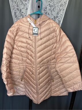 NWT Gallery Women's Rose Quartz Hooded Down Puffer Jacket 3X